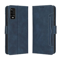 Coque Portefeuille Livre Cuir Etui Clapet BY3 pour Wiko Power U20 Bleu