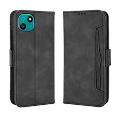 Coque Portefeuille Livre Cuir Etui Clapet BY3 pour Wiko T10 Noir