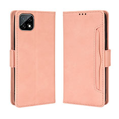 Coque Portefeuille Livre Cuir Etui Clapet BY3 pour Wiko T3 Rose