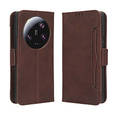 Coque Portefeuille Livre Cuir Etui Clapet BY3 pour Xiaomi Mi 13 Ultra 5G Marron