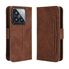 Coque Portefeuille Livre Cuir Etui Clapet BY3 pour Xiaomi Mi 14 5G Marron