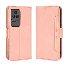 Coque Portefeuille Livre Cuir Etui Clapet BY3 pour Xiaomi Poco F4 5G Rose