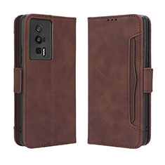 Coque Portefeuille Livre Cuir Etui Clapet BY3 pour Xiaomi Poco F5 Pro 5G Marron