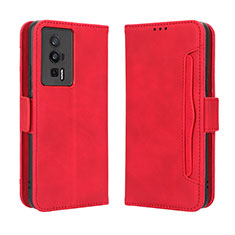 Coque Portefeuille Livre Cuir Etui Clapet BY3 pour Xiaomi Poco F5 Pro 5G Rouge