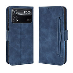 Coque Portefeuille Livre Cuir Etui Clapet BY3 pour Xiaomi Poco M4 Pro 4G Bleu