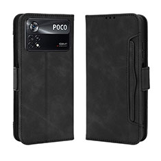 Coque Portefeuille Livre Cuir Etui Clapet BY3 pour Xiaomi Poco M4 Pro 4G Noir