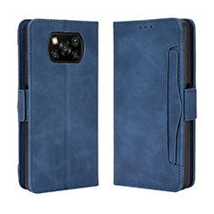 Coque Portefeuille Livre Cuir Etui Clapet BY3 pour Xiaomi Poco X3 NFC Bleu