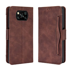 Coque Portefeuille Livre Cuir Etui Clapet BY3 pour Xiaomi Poco X3 NFC Marron