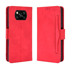 Coque Portefeuille Livre Cuir Etui Clapet BY3 pour Xiaomi Poco X3 NFC Rouge