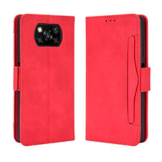 Coque Portefeuille Livre Cuir Etui Clapet BY3 pour Xiaomi Poco X3 Rouge