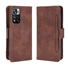 Coque Portefeuille Livre Cuir Etui Clapet BY3 pour Xiaomi Poco X4 NFC Marron