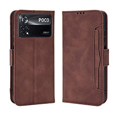 Coque Portefeuille Livre Cuir Etui Clapet BY3 pour Xiaomi Poco X4 Pro 5G Marron