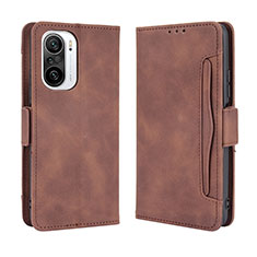 Coque Portefeuille Livre Cuir Etui Clapet BY3 pour Xiaomi Redmi K40 5G Marron