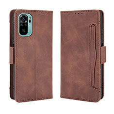 Coque Portefeuille Livre Cuir Etui Clapet BY3 pour Xiaomi Redmi Note 10 4G Marron