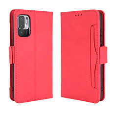 Coque Portefeuille Livre Cuir Etui Clapet BY3 pour Xiaomi Redmi Note 10T 5G Rouge