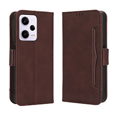 Coque Portefeuille Livre Cuir Etui Clapet BY3 pour Xiaomi Redmi Note 12 Pro+ Plus 5G Marron