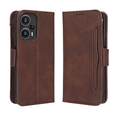 Coque Portefeuille Livre Cuir Etui Clapet BY3 pour Xiaomi Redmi Note 12 Turbo 5G Marron