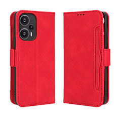 Coque Portefeuille Livre Cuir Etui Clapet BY3 pour Xiaomi Redmi Note 12 Turbo 5G Rouge