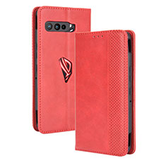 Coque Portefeuille Livre Cuir Etui Clapet BY4 pour Asus ROG Phone 3 Rouge