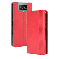 Coque Portefeuille Livre Cuir Etui Clapet BY4 pour Asus Zenfone 7 ZS670KS Rouge