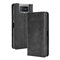 Coque Portefeuille Livre Cuir Etui Clapet BY4 pour Asus ZenFone 8 Flip ZS672KS Noir