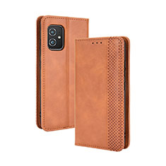 Coque Portefeuille Livre Cuir Etui Clapet BY4 pour Asus Zenfone 8 ZS590KS Marron