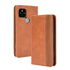 Coque Portefeuille Livre Cuir Etui Clapet BY4 pour Google Pixel 5 Marron