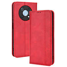 Coque Portefeuille Livre Cuir Etui Clapet BY4 pour Huawei Enjoy 50 Pro Rouge