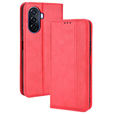 Coque Portefeuille Livre Cuir Etui Clapet BY4 pour Huawei Enjoy 50 Rouge