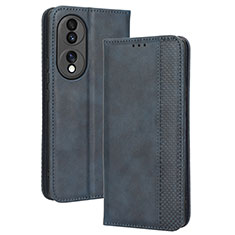 Coque Portefeuille Livre Cuir Etui Clapet BY4 pour Huawei Honor 70 5G Bleu