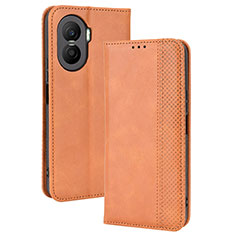 Coque Portefeuille Livre Cuir Etui Clapet BY4 pour Huawei Honor X40i 5G Marron