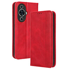 Coque Portefeuille Livre Cuir Etui Clapet BY4 pour Huawei Nova 11 Pro Rouge