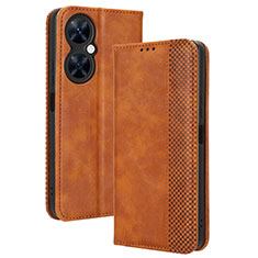 Coque Portefeuille Livre Cuir Etui Clapet BY4 pour Huawei Nova 11i Marron