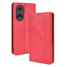 Coque Portefeuille Livre Cuir Etui Clapet BY4 pour Huawei Nova 9 Pro Rouge