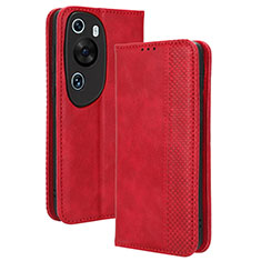 Coque Portefeuille Livre Cuir Etui Clapet BY4 pour Huawei P60 Art Rouge