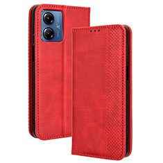 Coque Portefeuille Livre Cuir Etui Clapet BY4 pour Motorola Moto G14 Rouge