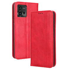 Coque Portefeuille Livre Cuir Etui Clapet BY4 pour Motorola Moto G72 Rouge