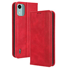 Coque Portefeuille Livre Cuir Etui Clapet BY4 pour Nokia C12 Pro Rouge