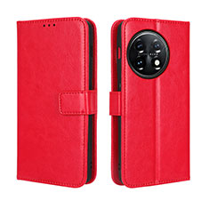 Coque Portefeuille Livre Cuir Etui Clapet BY4 pour OnePlus 11R 5G Rouge