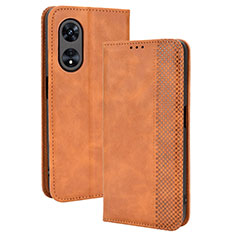 Coque Portefeuille Livre Cuir Etui Clapet BY4 pour Oppo A1 5G Marron