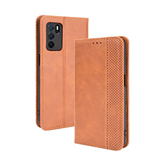 Coque Portefeuille Livre Cuir Etui Clapet BY4 pour Oppo A16 Marron