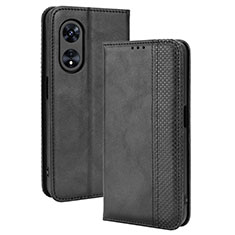 Coque Portefeuille Livre Cuir Etui Clapet BY4 pour Oppo A18 Noir