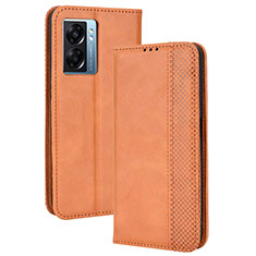 Coque Portefeuille Livre Cuir Etui Clapet BY4 pour Oppo A56S 5G Marron