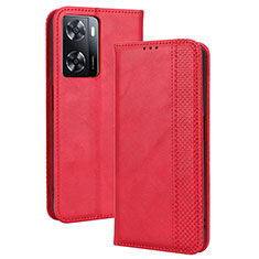 Coque Portefeuille Livre Cuir Etui Clapet BY4 pour Oppo A57e Rouge