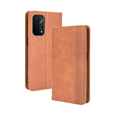 Coque Portefeuille Livre Cuir Etui Clapet BY4 pour Oppo A74 5G Marron