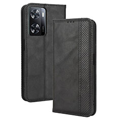 Coque Portefeuille Livre Cuir Etui Clapet BY4 pour Oppo A77s Noir