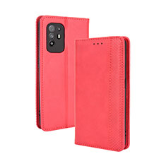 Coque Portefeuille Livre Cuir Etui Clapet BY4 pour Oppo A94 5G Rouge