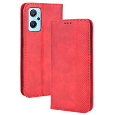 Coque Portefeuille Livre Cuir Etui Clapet BY4 pour Oppo A96 4G Rouge