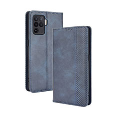 Coque Portefeuille Livre Cuir Etui Clapet BY4 pour Oppo F19 Pro Bleu