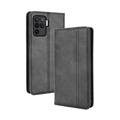 Coque Portefeuille Livre Cuir Etui Clapet BY4 pour Oppo F19 Pro Noir